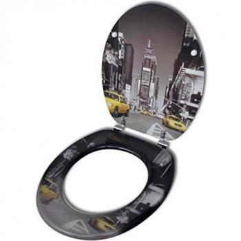 vidaXL Tapa de Váter WC de MDF Diseño Diseño Foto New York Asiento de Inodoro