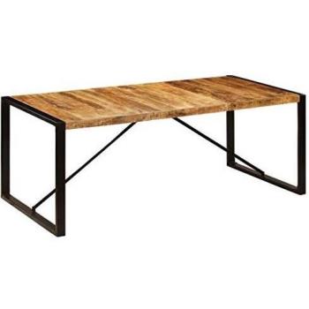 vidaXL Madera Mango Maciza Mesa de Comedor Centro Mobiliario Salón Sala de Estar Decoración de Muebles Casa Hogar Oficina Despacho 200x100x75 cm