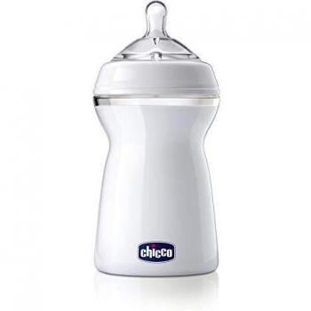 Chicco 80737000000 - Biberón de silicona, con flujo rapido, a partit de 6 meses, 330 ml, transparente