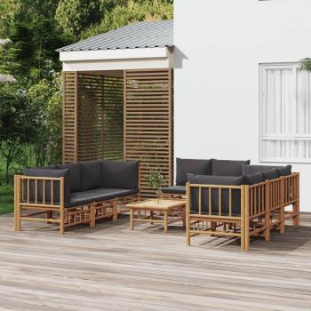 9-Piece Dark Grey Bamboo Garden Lounge Set