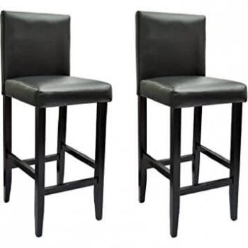 vidaXL 2x Taburetes de Bar Modernos Cuero Artifical Negro Silla Alta de Barra