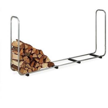 Leñero de Metal Ajustable Relaxdays, Estantería para Leña 103 x 168-230 x 36 cm, Soporte para Astillas Chimenea Plateado