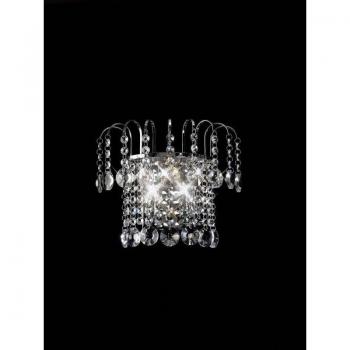 Aplique de pared Rosina con interruptor, 2 bombillas, cromo pulido y cristal