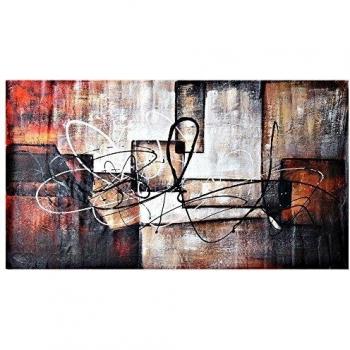 Raybre Art® 100% Pintada a mano sobre Lienzo 50x100cm - Cuadro Modernos Abstractos Grandes Pintura al óleo Grafiti Color Cálido Arte Pared para Decoración Hogar Cocina Dormitorio, Sin Marco