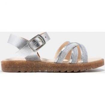 Sandalias abiertas de niña Conguitos en sintético con glitter, color silver, metalizadas, hebilla y planta acolchada