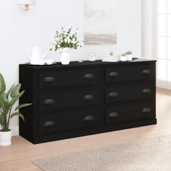 Aparador de 2 piezas en madera contrachapada negro, mueble de almacenaje para salón, buffet y armario auxiliar