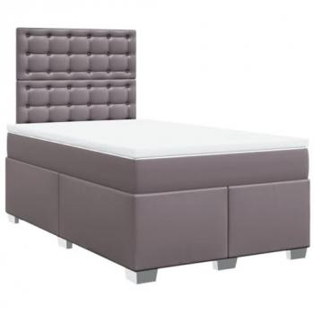 Cama box spring con colchón de muelles en cuero sintético gris 120x200 cm