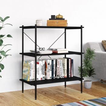 Estantería de 3 niveles 80x40x92 cm Negro vidaXL Mueble Almacenaje para Oficina, Estudio, Dormitorio, Librería