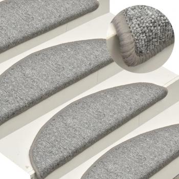 Esteras para escaleras 15 piezas gris claro 56x17x3 cm