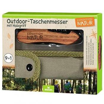Cuchillo de Camping 9 en 1 con Mango de Madera para Niños a Partir de 8 Años, Ideal para Actividades al Aire Libre y Naturaleza