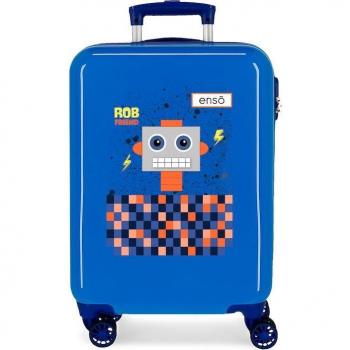 Maleta de cabina Enso Rob Friend azul con diseño infantil y capacidad de 34L