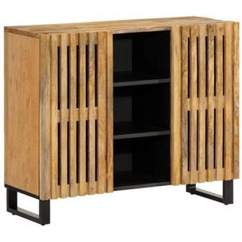 Aparador de madera maciza de mango rugosa 90x34x75 cm, armario de almacenaje, mueble aparador, mueble de almacenaje de cocina, bufé