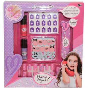 Set de Manicura Infantil You Go Girl - Kit de Uñas Postizas para Niñas con Pintauñas, Pegatinas, Lima y Plantillas - Apto para +5 años - Libre de Parabenos y T