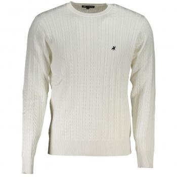 U.S. Polo Assn. Men's Grand Polo Elegant Crew Neck Sweater with Contrast Details - White, Size: 3XL
