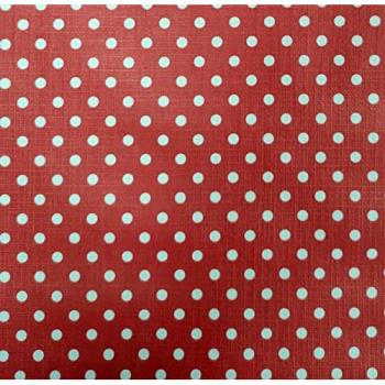 Mantel Mesa Antimanchas PVC Impermeable con Base de Teflón, Diseño de Lunares y Circulos Rojos, Medida 140x220 cm