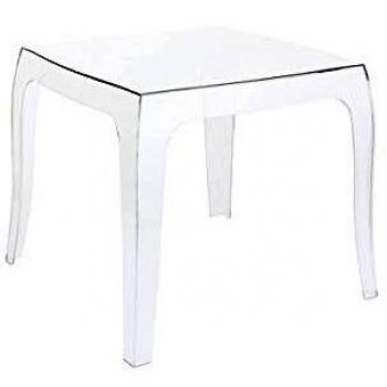 Mesa auxiliar Queen transparente apilable y resistente a la intemperie