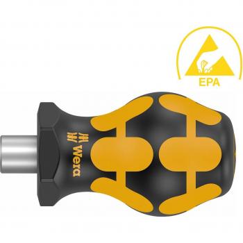 Wera 05008881001 ESD Stubby Magnetic Bitholding Screwdriver, Non-roll, Firm-grip, Low-weight