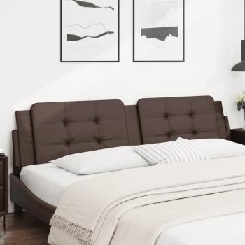 Cabecero de cama acolchado de cuero sintético marrón 200 cm Vidaxl