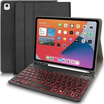 Teclado iPad 10.2, Teclado Inalámbrico Bluetooth con 7 Retroiluminados Colores Funda Tablet con Teclado for 2019 2020