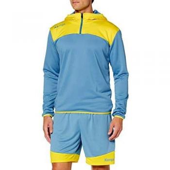 Kempa Emotion 2.0 Quarter Zip Hoody Sudadera, Hombre, Dove Blue/Lime Yellow, L