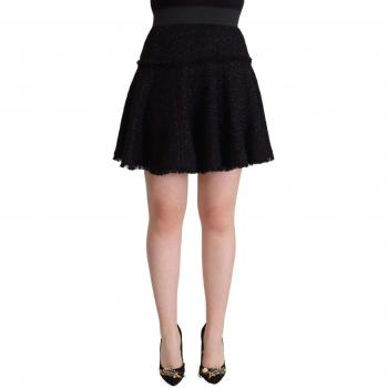 Dolce & Gabbana Black Knitted Nylon High Waist Mini A-line Skirt - IT40|S, Size: XS