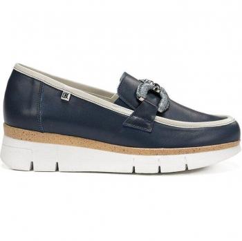 Mocasines de mujer en piel con adorno color azul - DORKING D9298