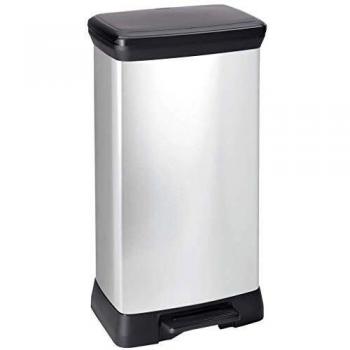 Cubos de basura Curver Deco Bin metálico 50L con pedal - Plata y Negro