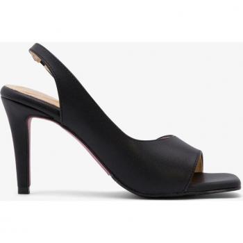 Sandalias de tacón de mujer en negro de material sintético