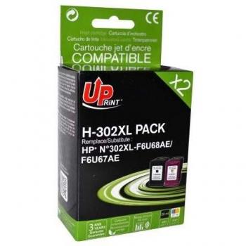 Pack de 2 Cartuchos de Tinta Reciclados HP 302 XL Negro y Color