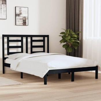 Cama de madera maciza de pino negra 140x200 cm