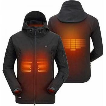 DEWBU Chaqueta Calefactable con 7.4v Batería Softsell Impermeable Invierno para Actividades al Aire Libre