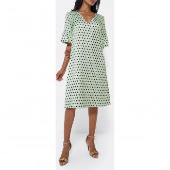 Vestido manga volante sedín lunares verdes