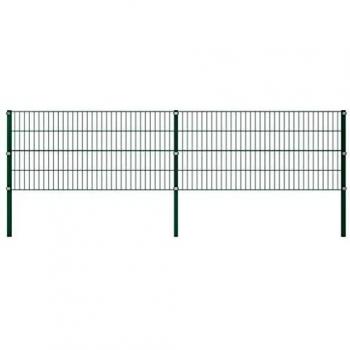 vidaXL Panel de Valla con Postes Hierro Verde 3.4x0.8m Cercado Vallado Jardín Patio Terraza Campo Diseño Práctico Útil Resistente Intemperie Corrosión