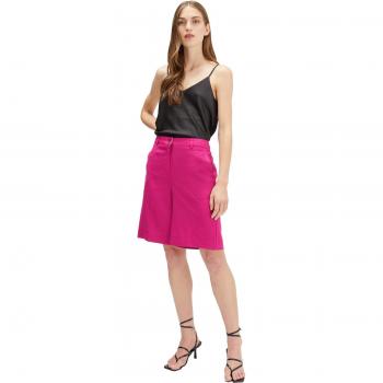Bermudas de Lino Viscosa para Mujer - Shorts a Medida con Apertura Frontal, Botón y Cremallera