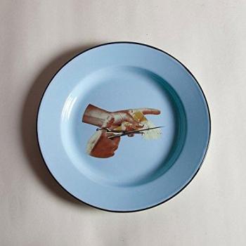 Plato de metal esmaltado Toiletpaper diámetro 26 cm – Pájaro