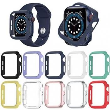 Jvchengxi [10 Piezas] Mate Funda Compatible con Apple Watch 38mm Series 3/2/1, [Sin Cristal Templado Protector de Pantalla] Duro PC Marco Carcasa Protectora Anti-Choque Parachoques para iWatch 38mm