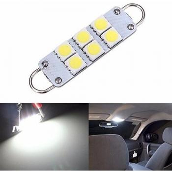 44 mm 6SMD 5050LED Xenon White Rigid Loop LED Festoon Bombilla Light