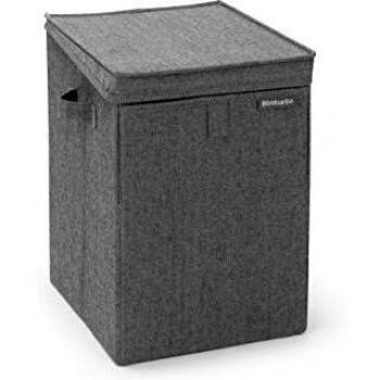 Brabantia - Stackble Laundry Box - Front and Top Opening - Space Efficient - Easy to Unload - Lightweight Grips - Large Opening for Dirty Clothes - Pepper Black - 35L