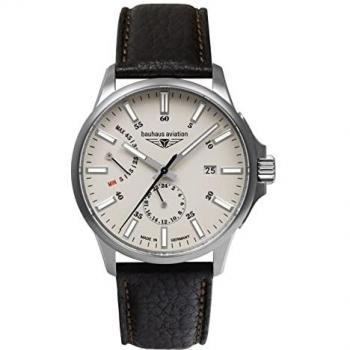 Bauhaus Aviation Automatic Men's Watch with Titanium Case and Brown Leather Strap