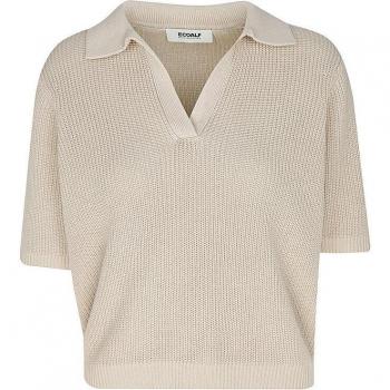 Jersey Adelfa beige de mujer de manga corta con cuello de pico Ecoalf