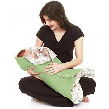:Wallaboo Leaf - Manta para bebé muy práctica y ultra suave, 85 x 85 cm, para el asiento del bebé en el coche, asiento del Auto, por ejemplo, Maxi-Cosi, Römer, para Buggy, cochecito o cuna, con una bonita forma de flor, Talla:0 - 12 meses, color: verd