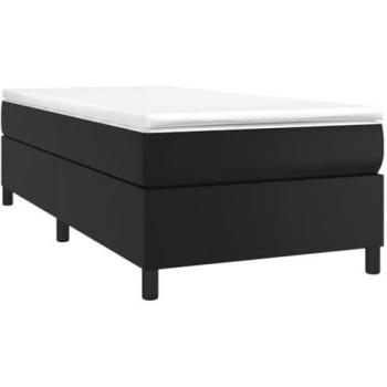 Estructura de cama sin colchón cuero sintético negro 80x200 cm