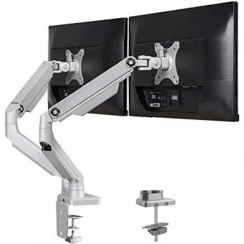 Putorsen soporte de escritorio para 2 monitor de las pantallas de tv lcd y computadora de13z32z doble brazo de monitor con resorte de mecanico aluminio capacidad de carga es 8kg