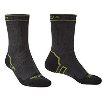 Bridgedale Calcetines Largos Lightweight Boot - Calcetines largos unisex para bota, ligeros, color gris oscuro con detalles en lima