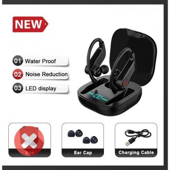 Auriculares deportivos inalámbricos Bluetooth con micrófono, impermeables y ganchos para las orejas, HiFi estéreo para teléfono
