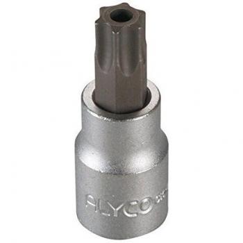 Alyco 192420 - Llave de vaso de 1/2 UNE 16503 DIN 3121 Cr-V cromado mate Torx inviolable T-20 x 62 mm
