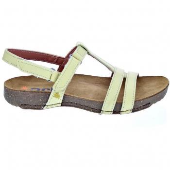 Art I Breathe Grass Waxed Wheat - Sandalias Planas de Piel para Mujer con Autocierre en Color Amarillo