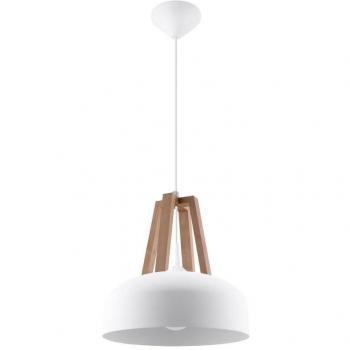 Lámpara Colgante Casco E27 Acero/Madera/Plástico Blanco y Madera Natural 1 Bombilla LEDBOX