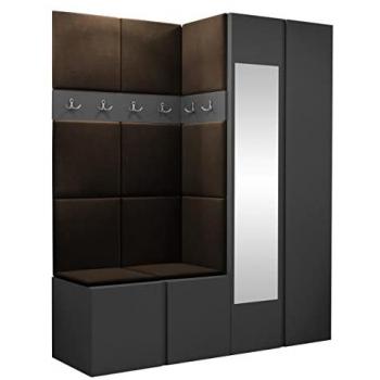 Conjunto de recibidor Hartford 278 con espejo, aglomerado laminado, 186x158x46cm, montado en la pared, tapiz Manila 04