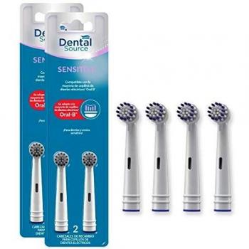 Dental Source SENSITIVE, Cabezales de recambio para Oral-B cepillo de dientes eléctrico - Para dientes y encías más sensibles - Compatible con brackets o implantes dentales - Pack de 4